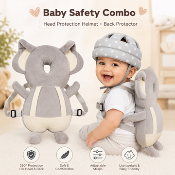 Baby Safety Combo | Head Protector Helmet & Baby Backpack | BabyCove