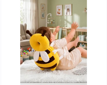 Baby Head Protection Pillow Backpack | Bee Anti-Fall Head & Back Protector | Soft Plush Baby Safety Cushion for Crawling & Walking | Adjustable Straps | BabyCove