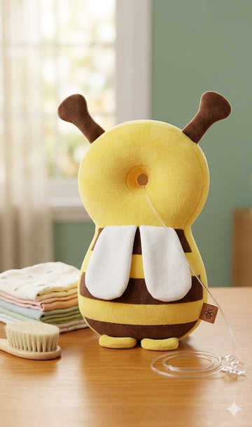 Baby Head Protection Pillow Backpack | Bee Anti-Fall Head & Back Protector | Soft Plush Baby Safety Cushion for Crawling & Walking | Adjustable Straps | BabyCove